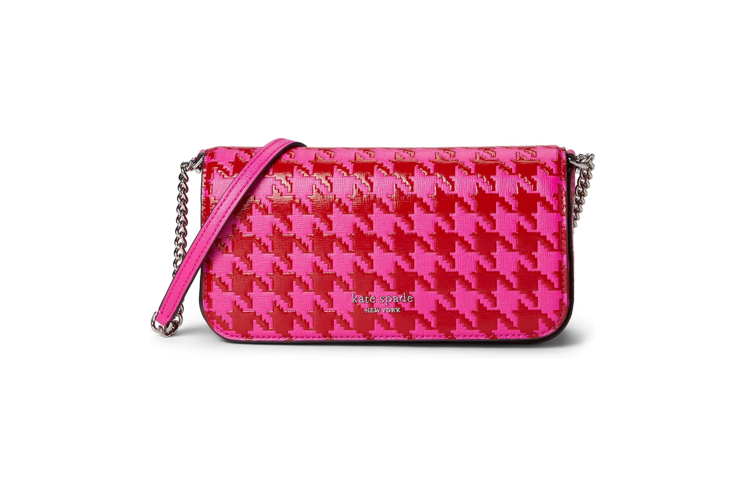 Kate Spade New York Devin Houndstooth Embossed Saffiano Leather Flap Chain Wallet 34190₽
