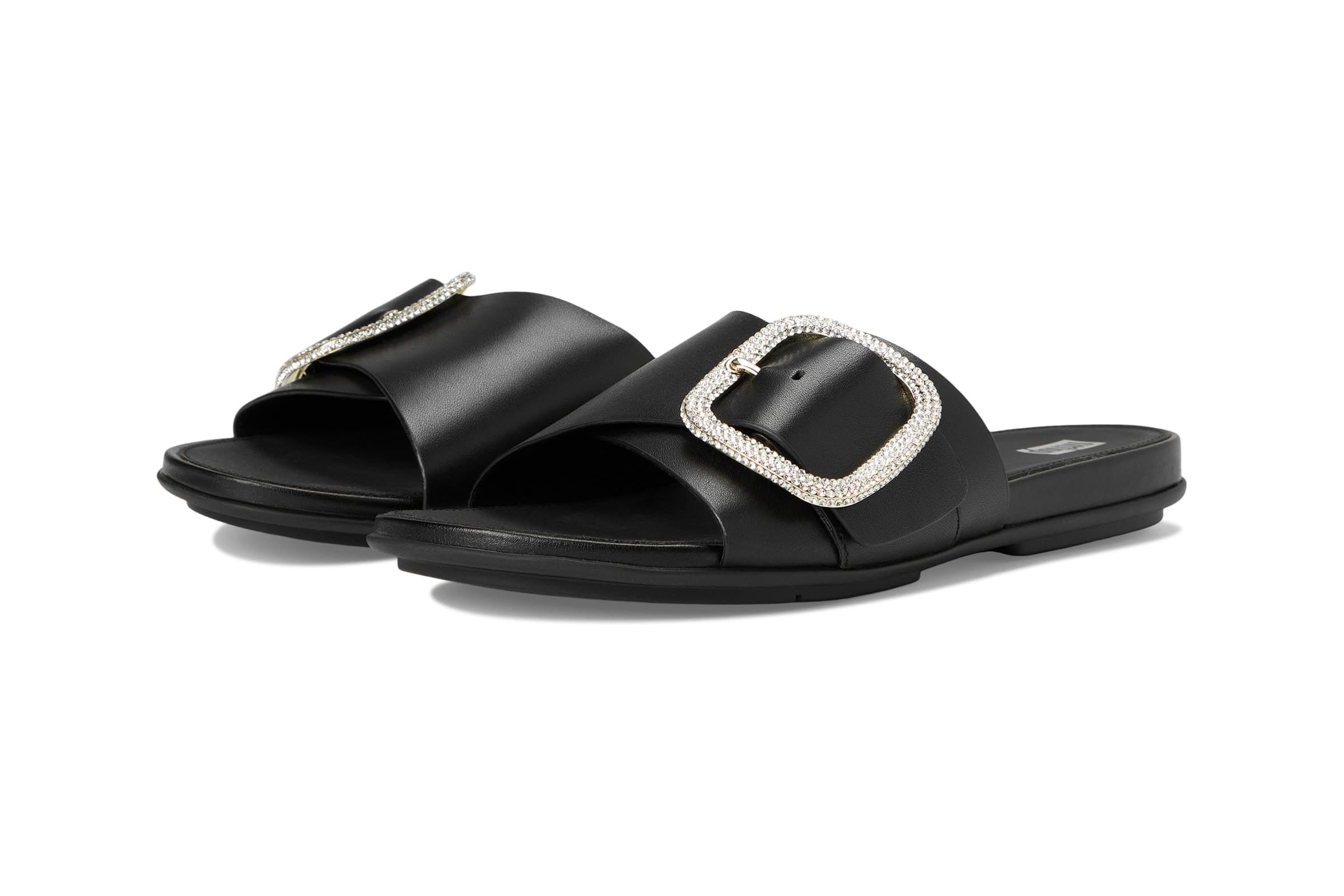 FitFlop Gracie Crystal Maxi-Buckle Leather Slides