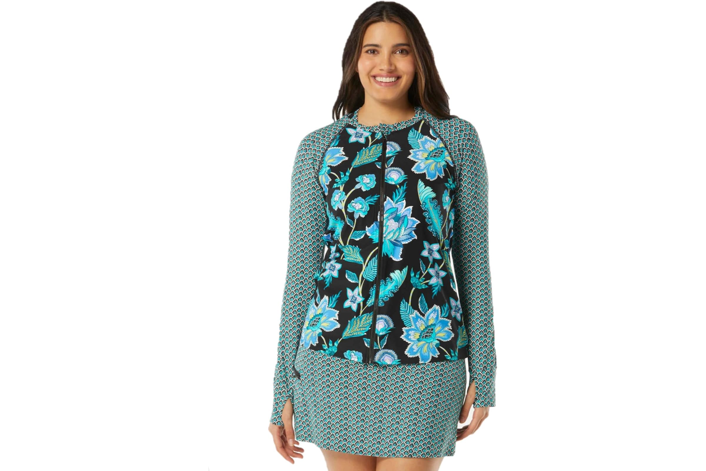 Купальник BEACH HOUSE Vineyard Floral Mary Long Sleeve Zip Front Rashguard