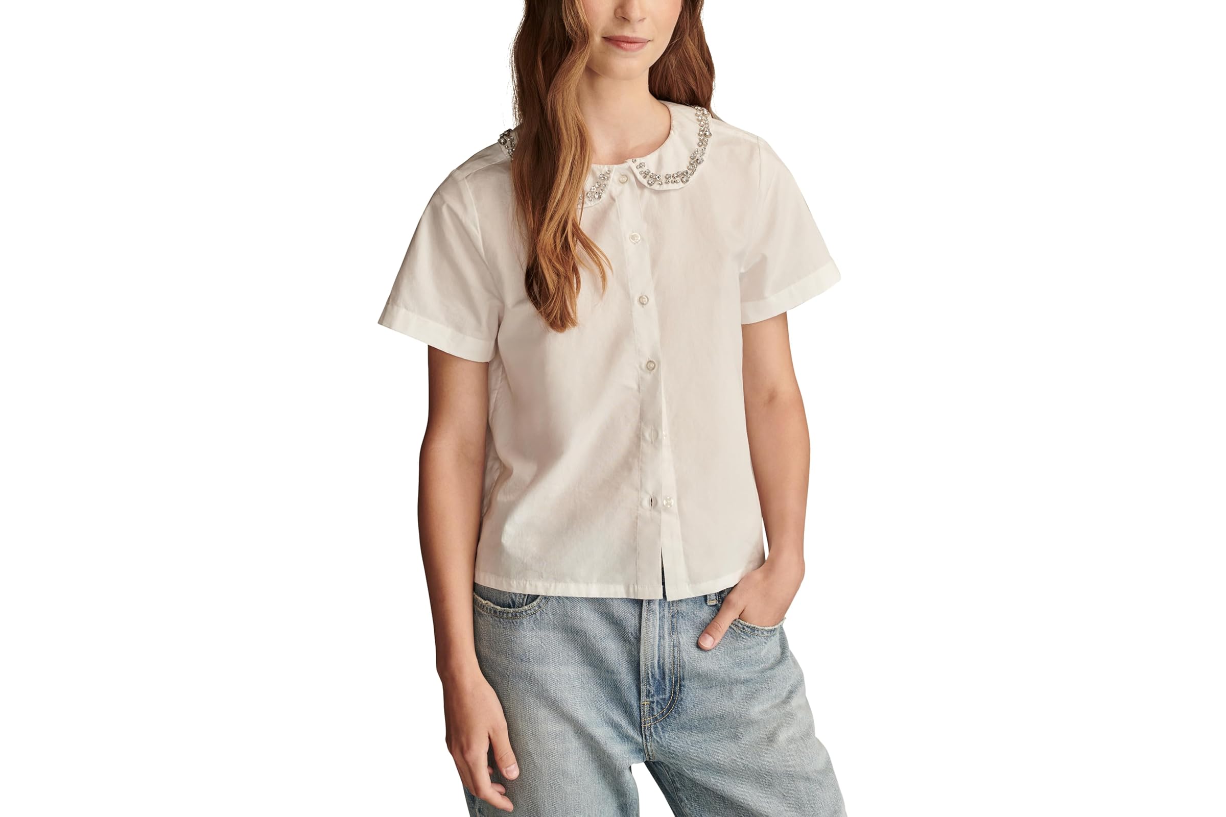 Lucky Brand Embellished Peter Pan Collar Shirt 7190₽