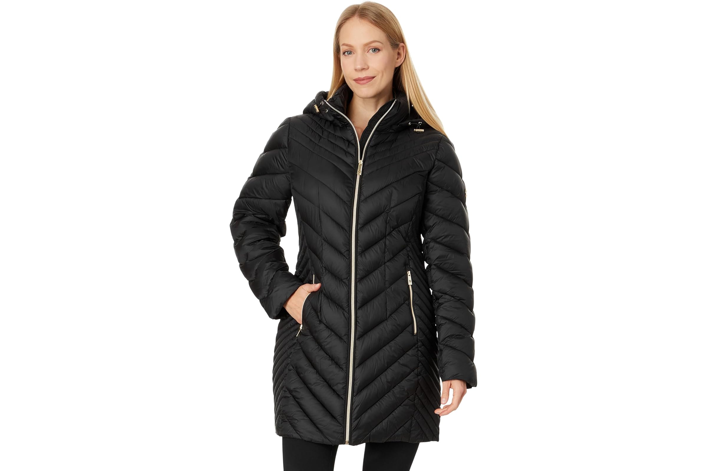 MICHAEL Michael Kors Zip Front Knee Length Chevron Packable M426666BZ 24590₽