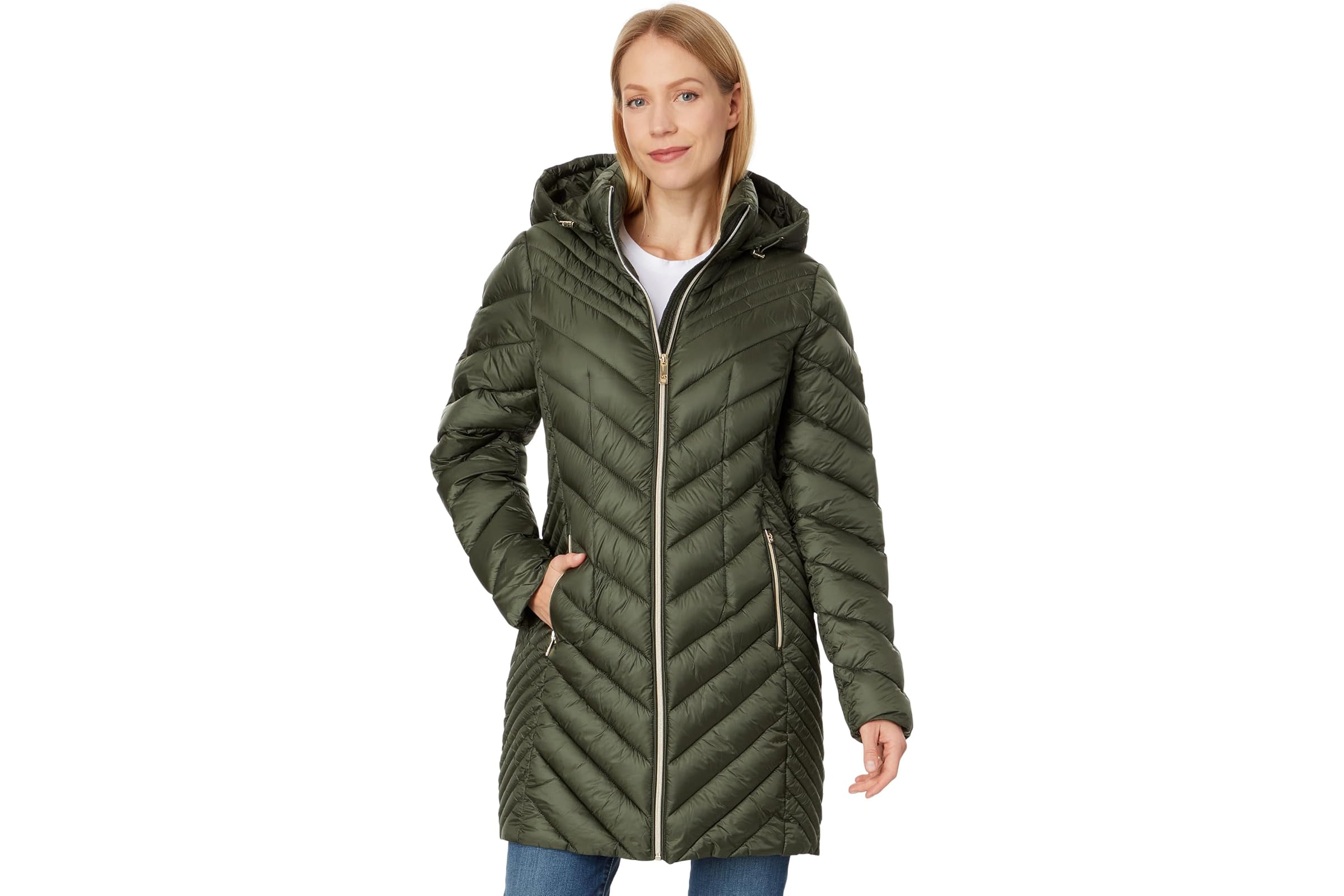 Футболка MICHAEL Michael Kors Zip Front Knee Length Chevron Packable M426666BZ 24290₽