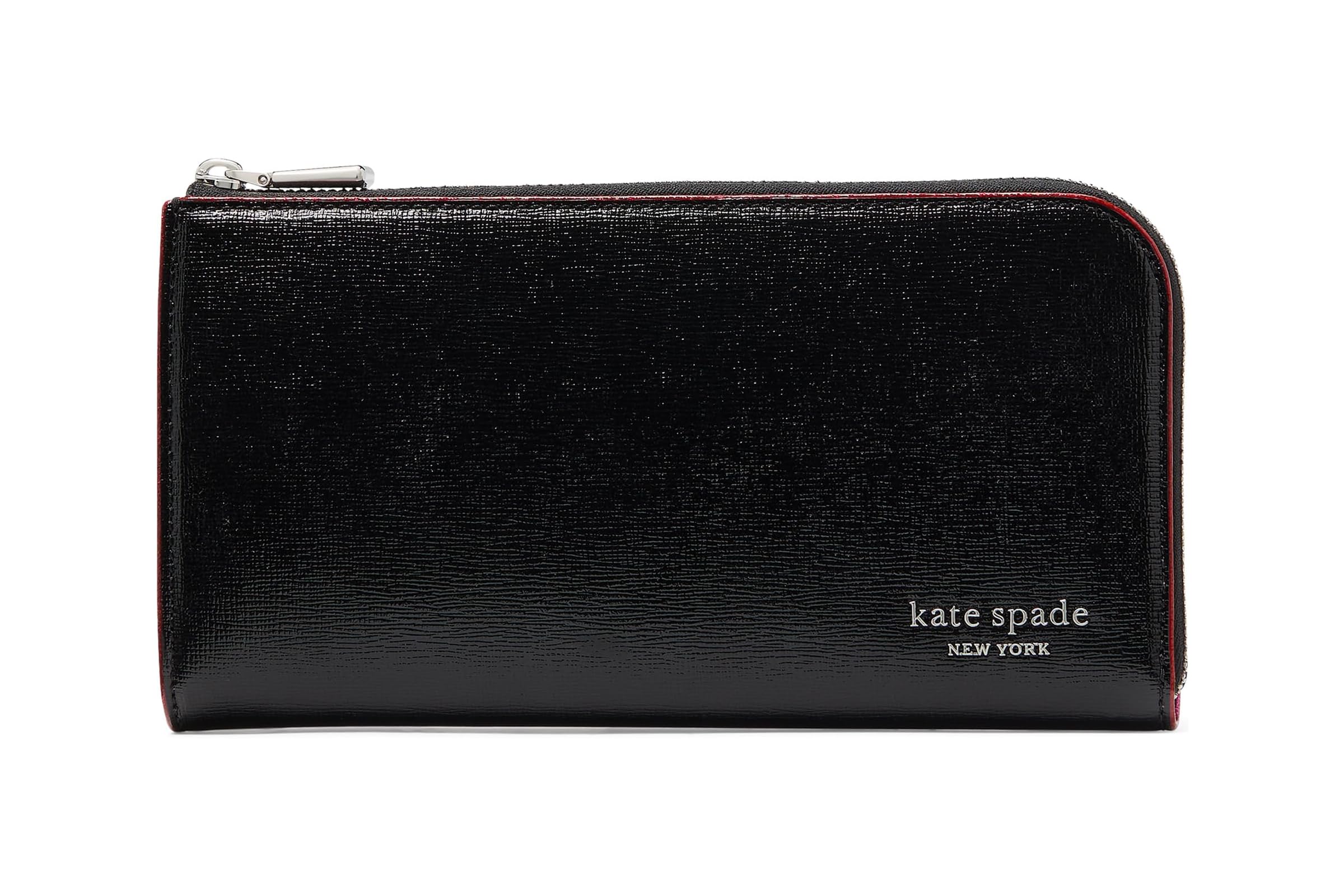 Kate Spade New York Devin Glitter Edge Shiny Saffiano Zip Around Continental Wallet 23290₽