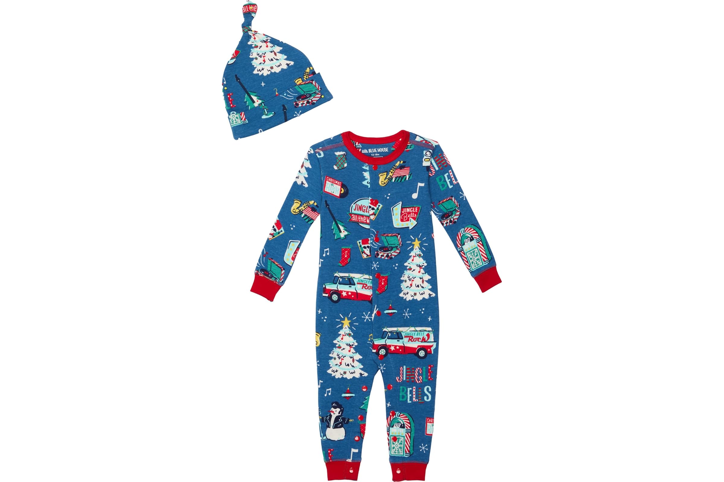 Пижама Little Blue House by Hatley Kids Rockin Holidays Coverall - Hat (Infant)