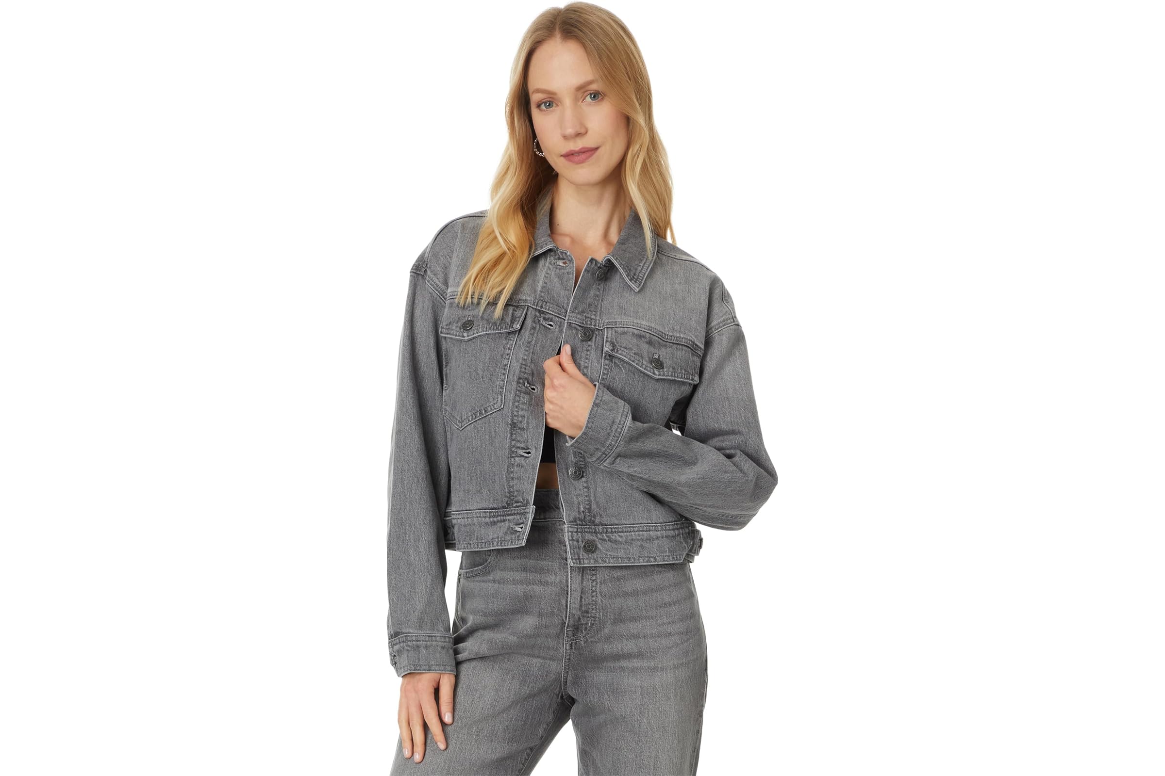Madewell Denim Clean Crop Oversized Jeans Jacket in Hallandale Wash 9490₽