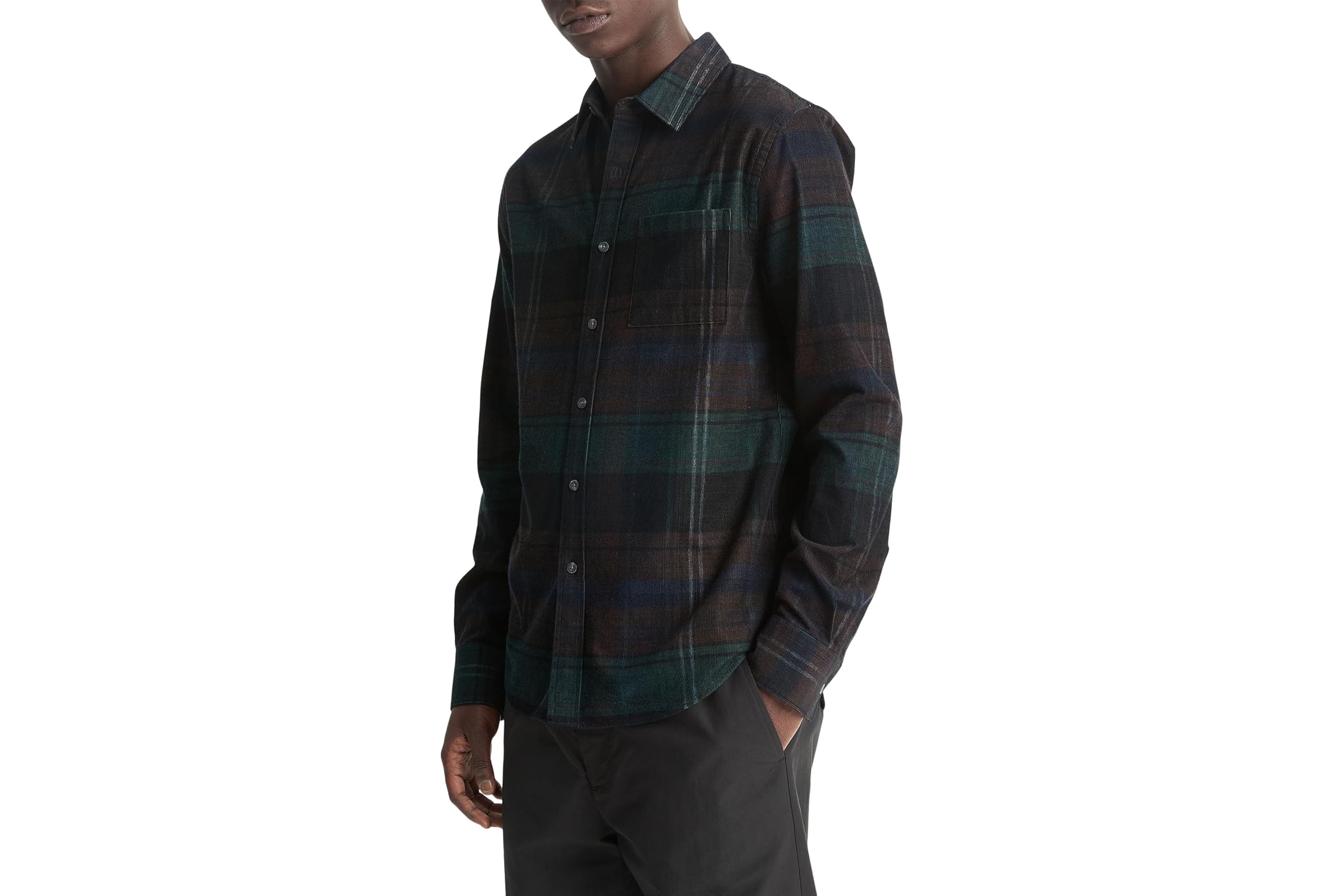 Мужская рубашка Vince Sierra Corduroy Plaid Long Sleeve 20990₽