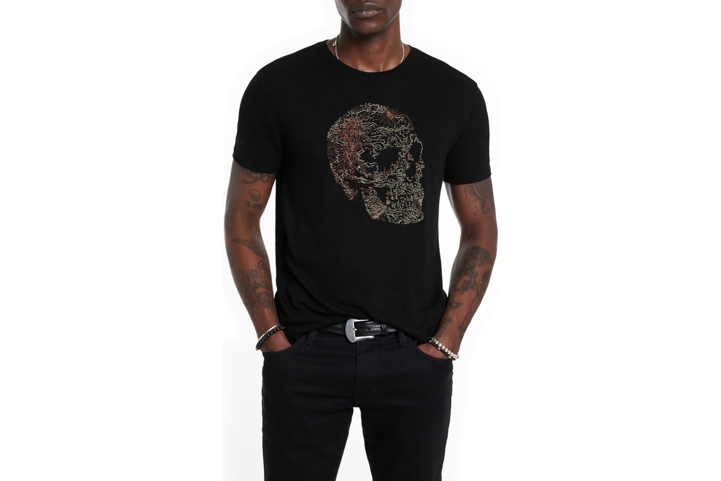 Мужская рубашка John Varvatos Embroidered Skull Tee KG6815R24 25390₽