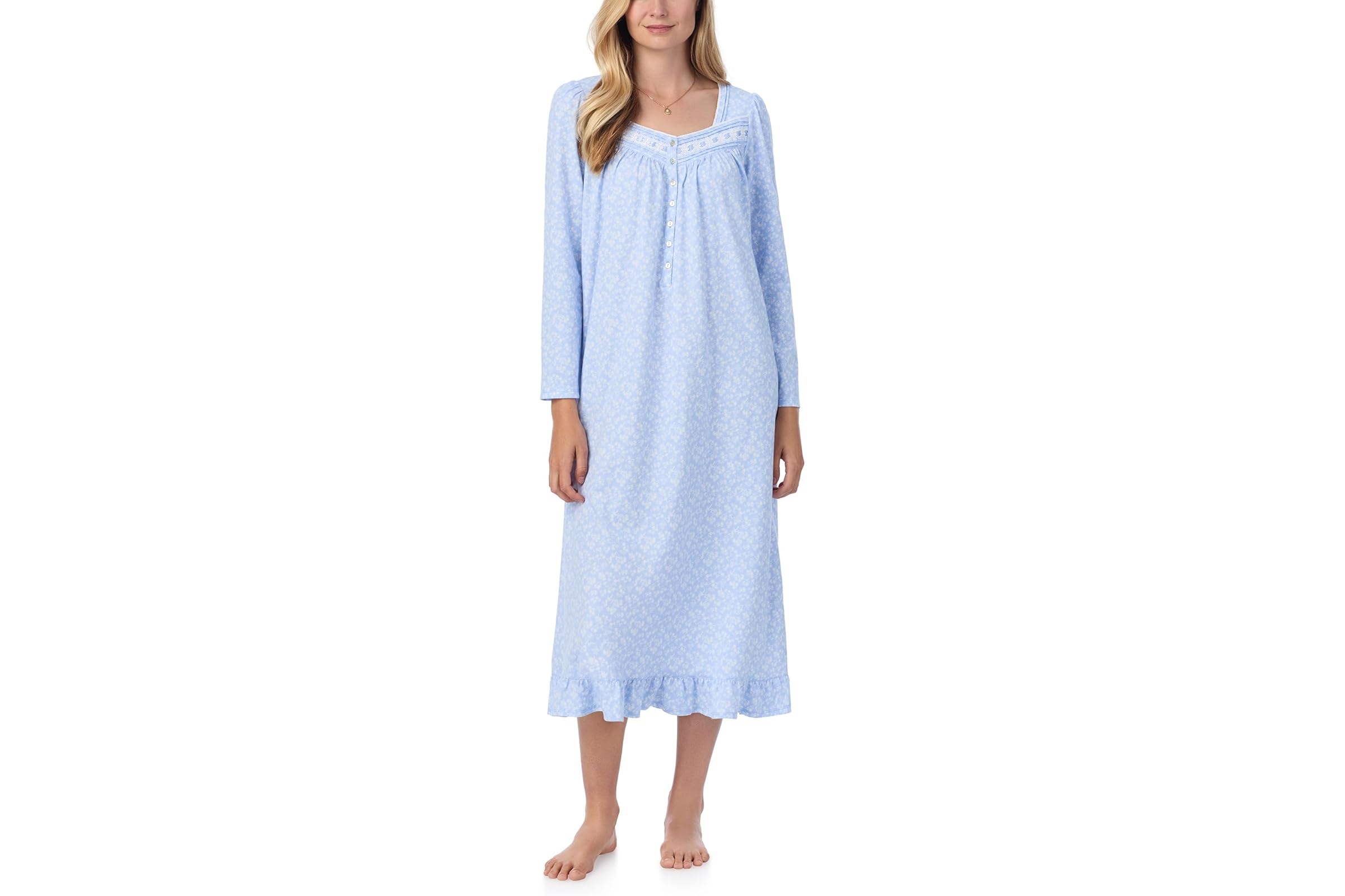 Eileen West Long Cotton Knit Long Sleeve Gown