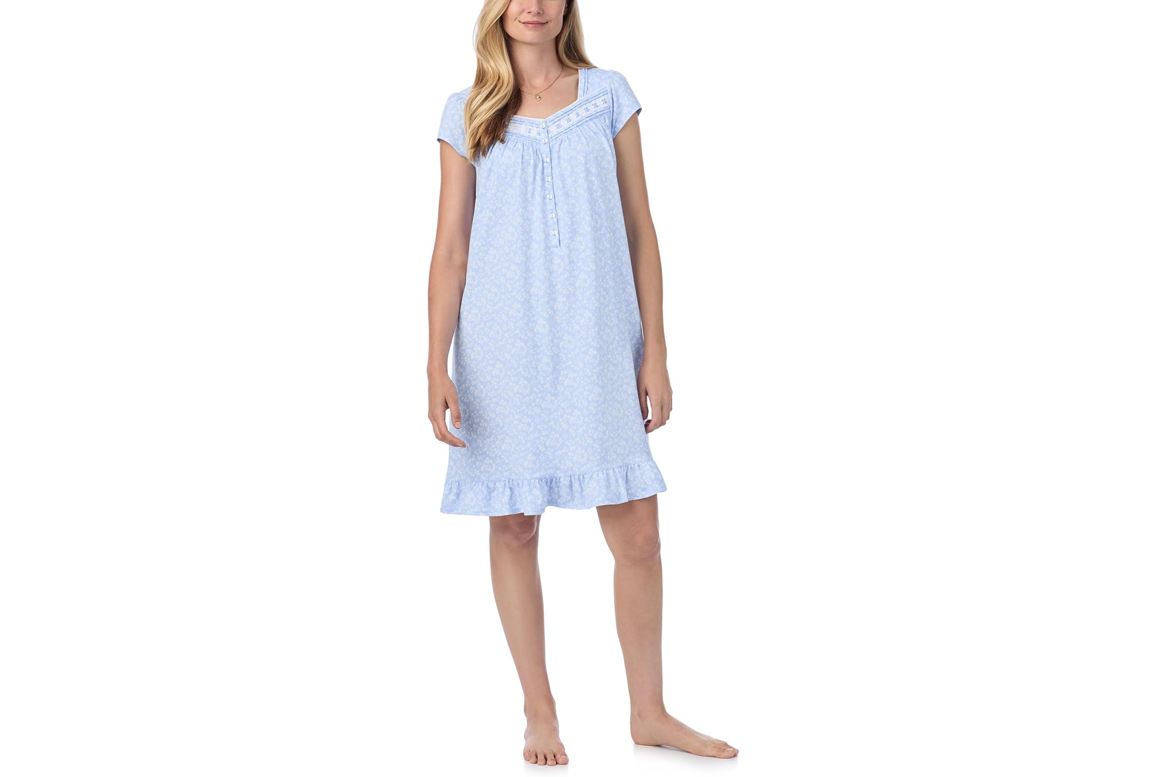 Eileen West Short Cotton Knit cap Sleeve Gown