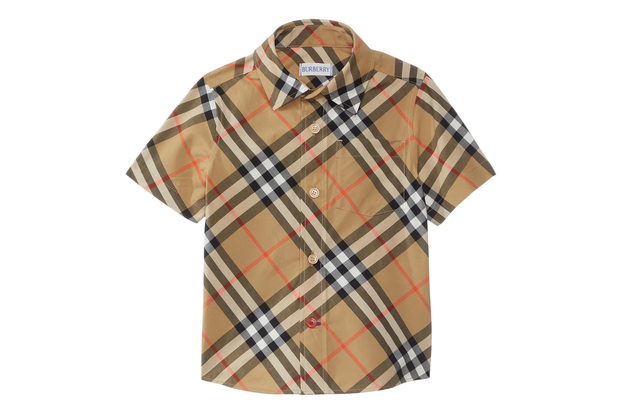 Мужская рубашка Burberry Kids Owen Check Short Sleeve Button Down Shirt Little KidBig Kid 34590₽