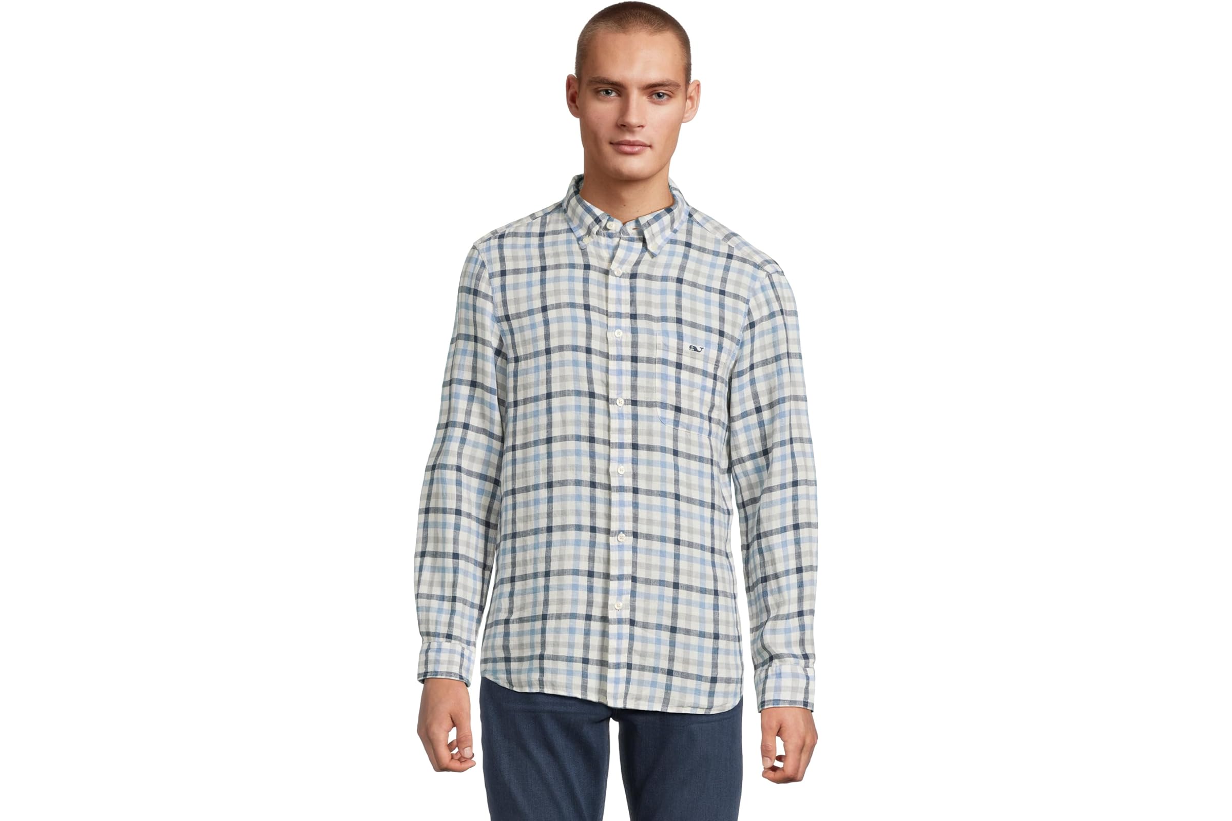 Мужская рубашка Vineyard Vines Tattersall Linen Shirt 13490₽