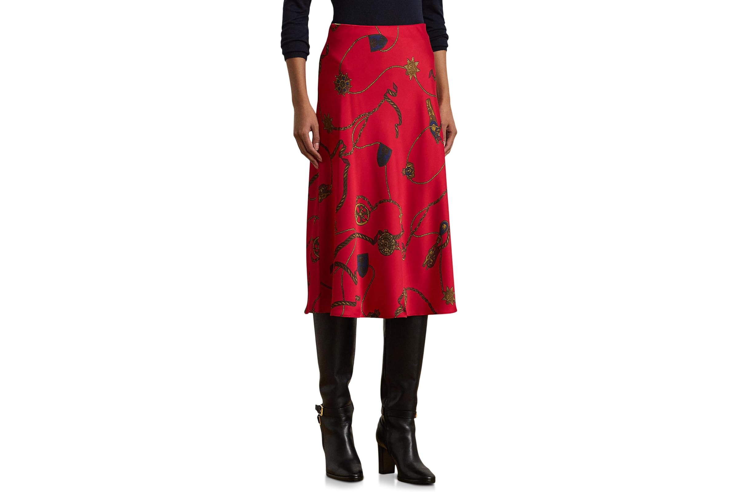 Юбка Lauren Ralph Lauren Belting-Print Satin Charmeuse Midi Skirt 30690₽