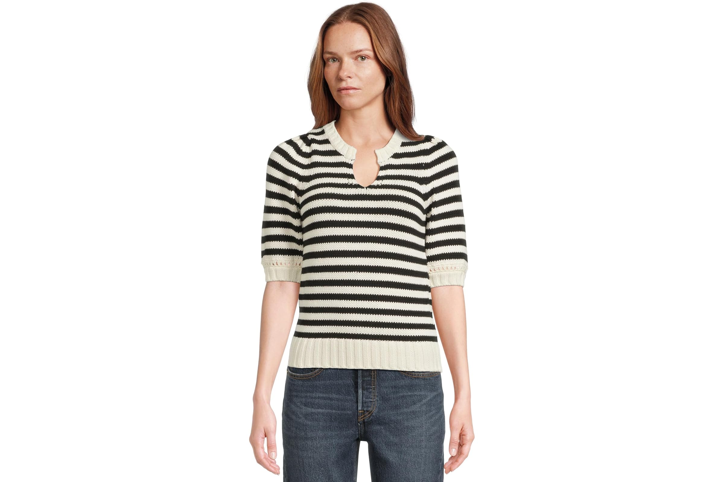 Michael Stars Rosanna Striped Puff Sleeve Sweater 15190₽