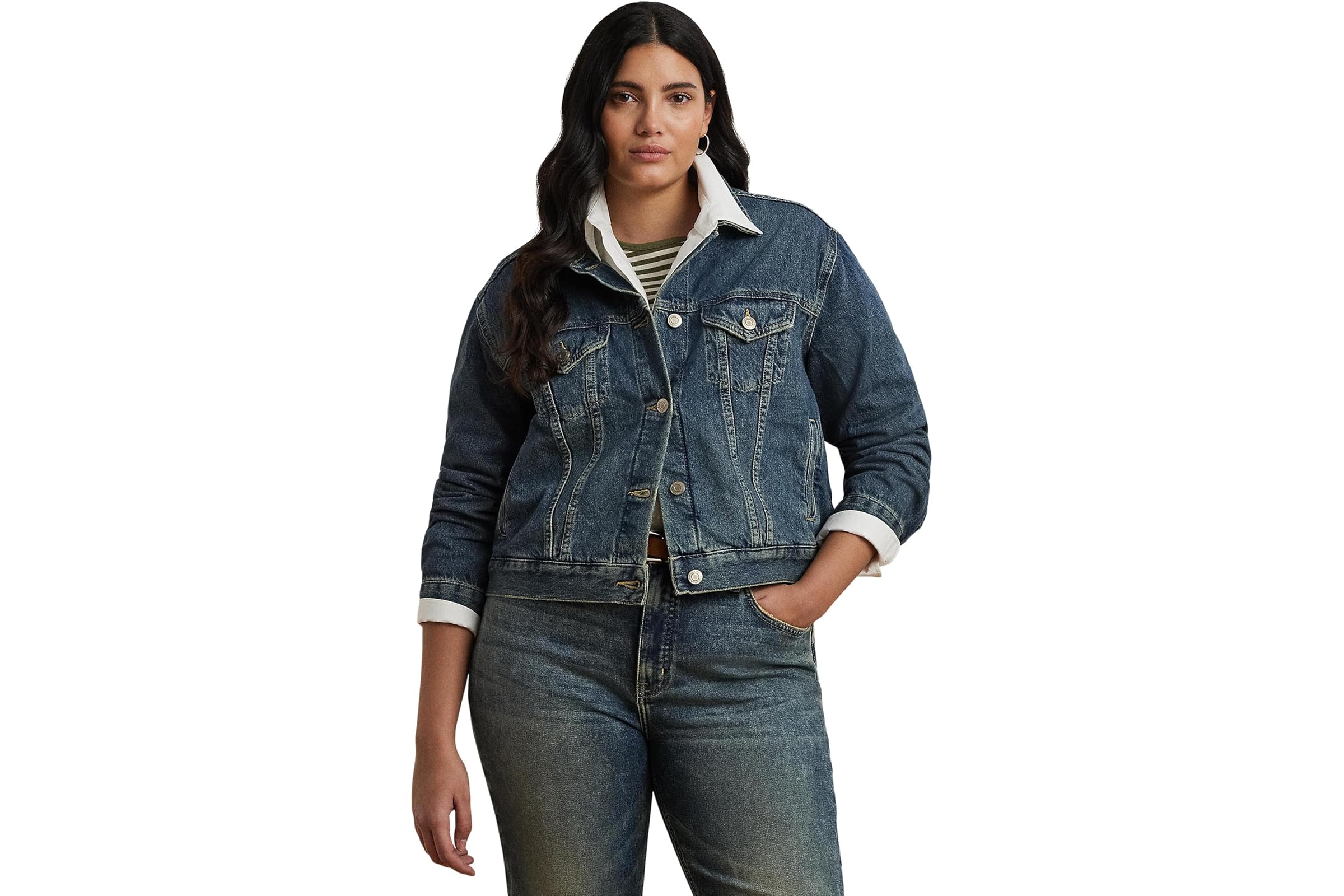 Lauren Ralph Lauren Plus Size Paizley Unlined Trucker Jacket 22890₽