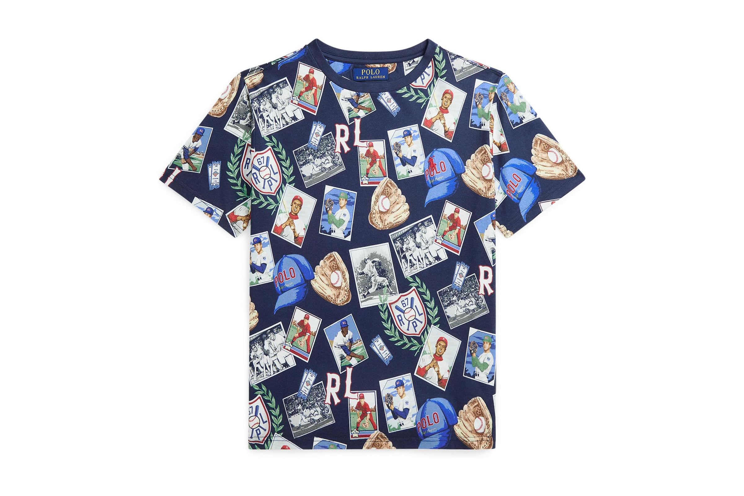 Мужская рубашка Polo Ralph Lauren Kids Baseball-Print Cotton Jersey Tee Big Kid 4690₽