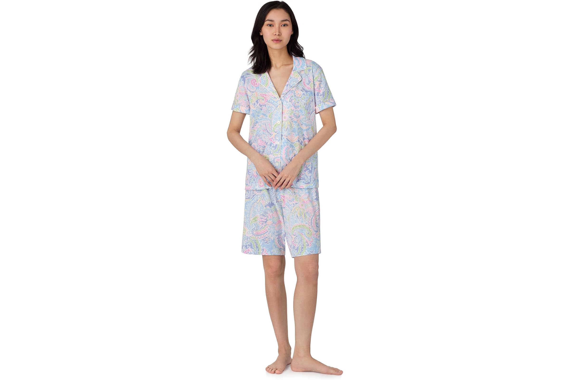 Lauren Ralph Lauren Short Sleeve Notch Collar Bermuda PJ Set 8990₽