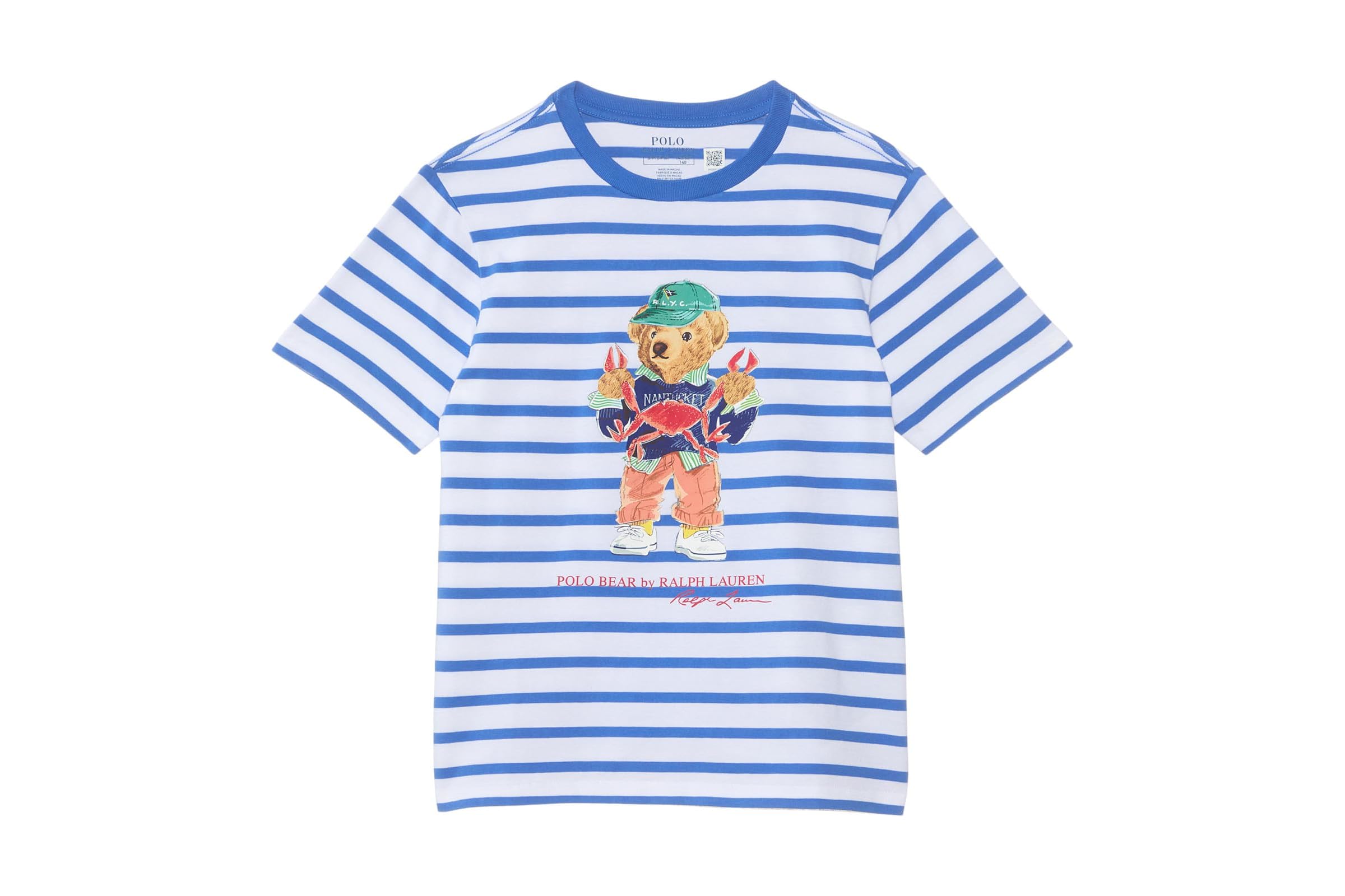 Мужская рубашка Polo Ralph Lauren Kids Polo Bear Striped Cotton Jersey Tee Big Kid 6090₽