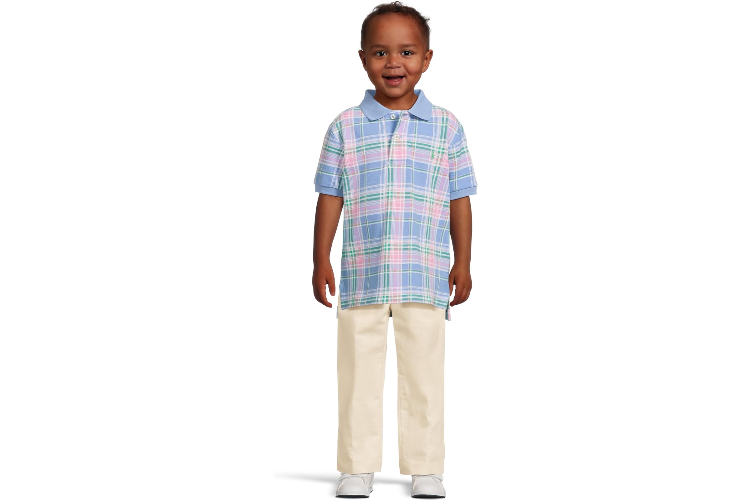 Мужская рубашка Polo Ralph Lauren Kids Plaid-Print Cotton Mesh Polo Shirt ToddlerLittle Kid 7890₽