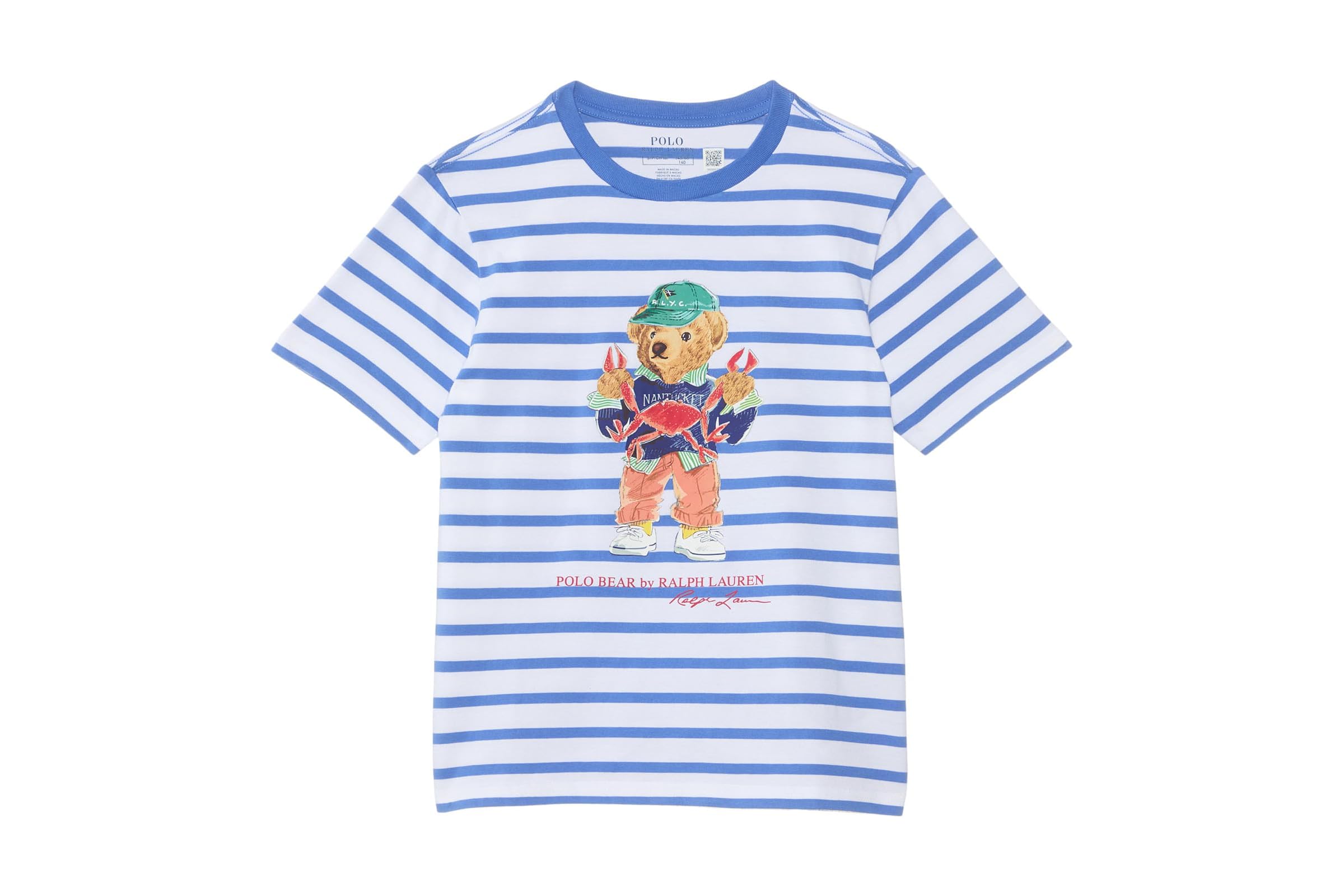 Мужская рубашка Polo Ralph Lauren Kids Polo Bear Striped Cotton Jersey Tee ToddlerLittle Kid 9390₽