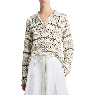 Vince Mesh Stripe Button Polo