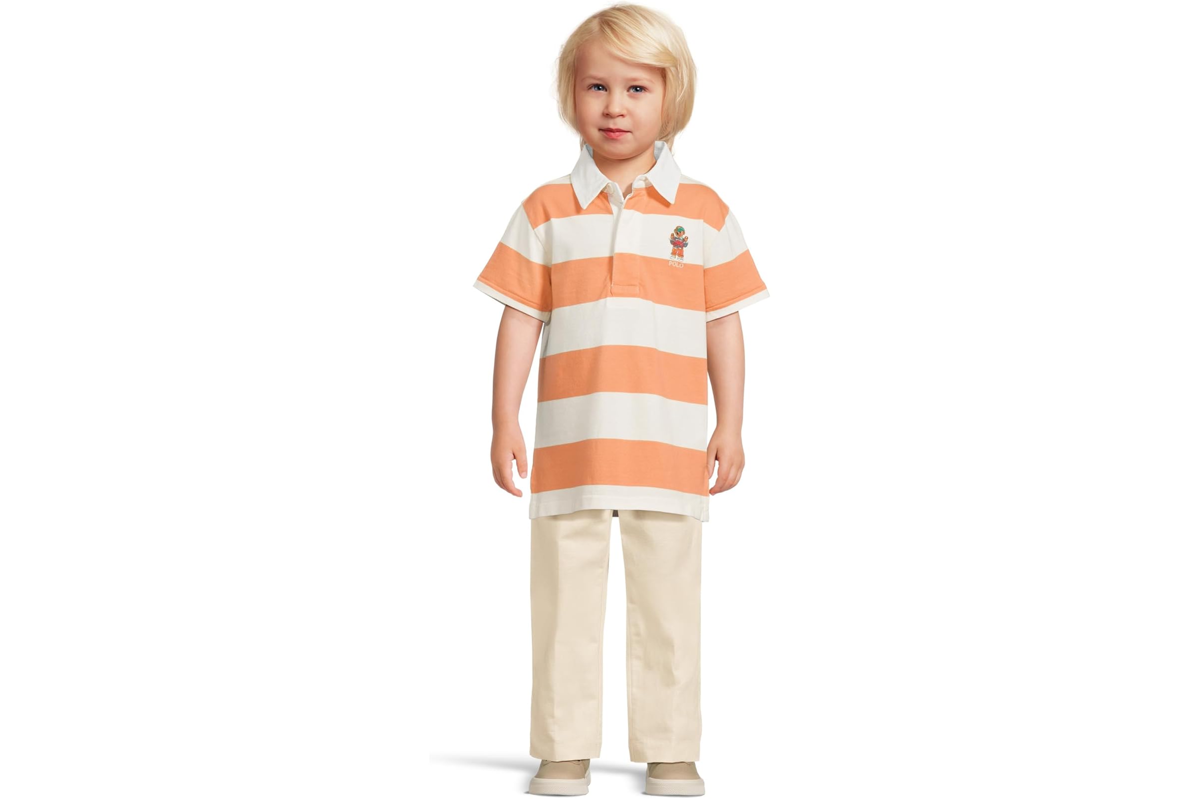 Мужская рубашка Polo Ralph Lauren Kids Polo Bear Short-Sleeve Rugby Shirt ToddlerLittle Kid 7390₽