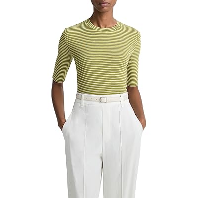 Vince Striped Elbow Sleeve Crew