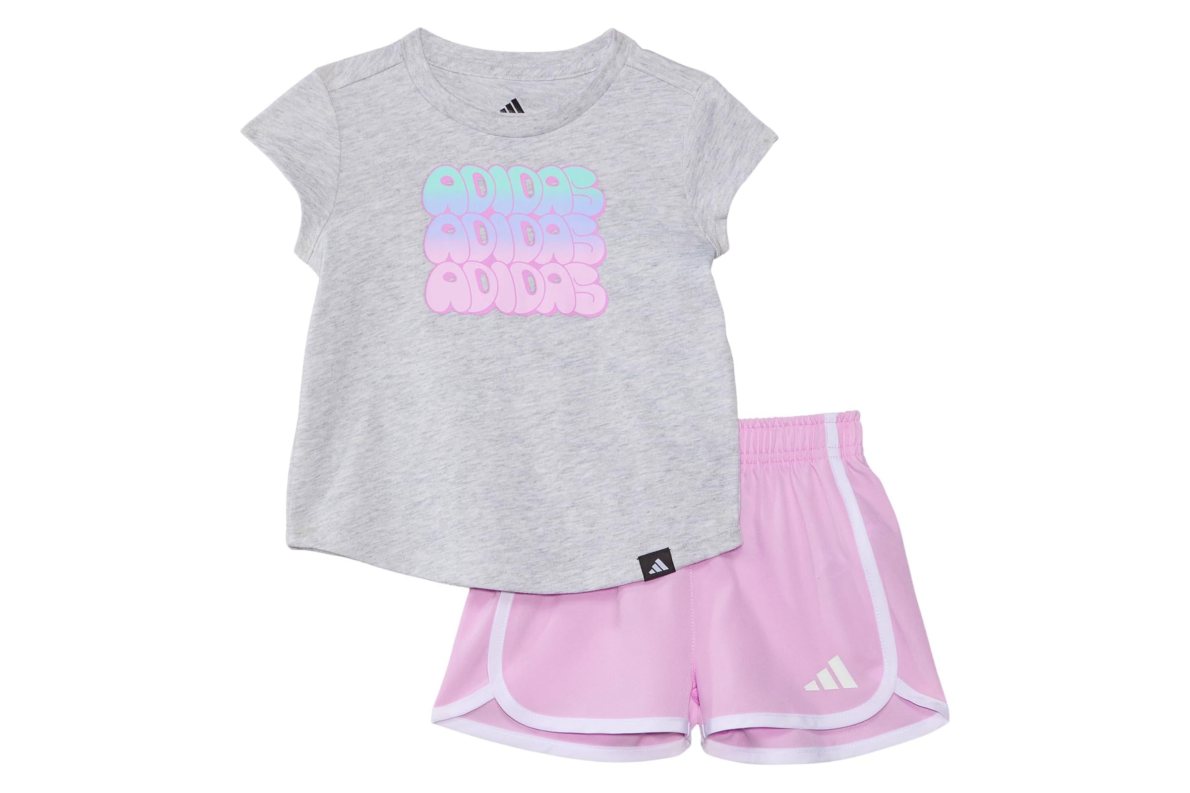 Шорты adidas Kids Cap Sleeve Heather Tee - Woven Short SetInfant 3690₽