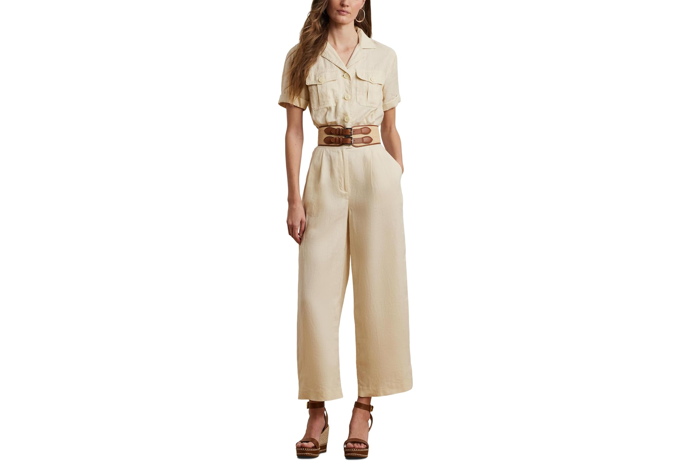 Комбинезон Lauren Ralph Lauren Embroidered Linen Short-Sleeve Jumpsuit 43090₽