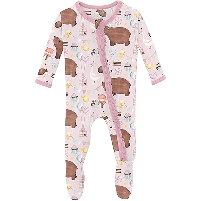 Пижама Kickee Pants Kids Print Muffin Ruffle Footie with 2 Way Zipper (Infant)