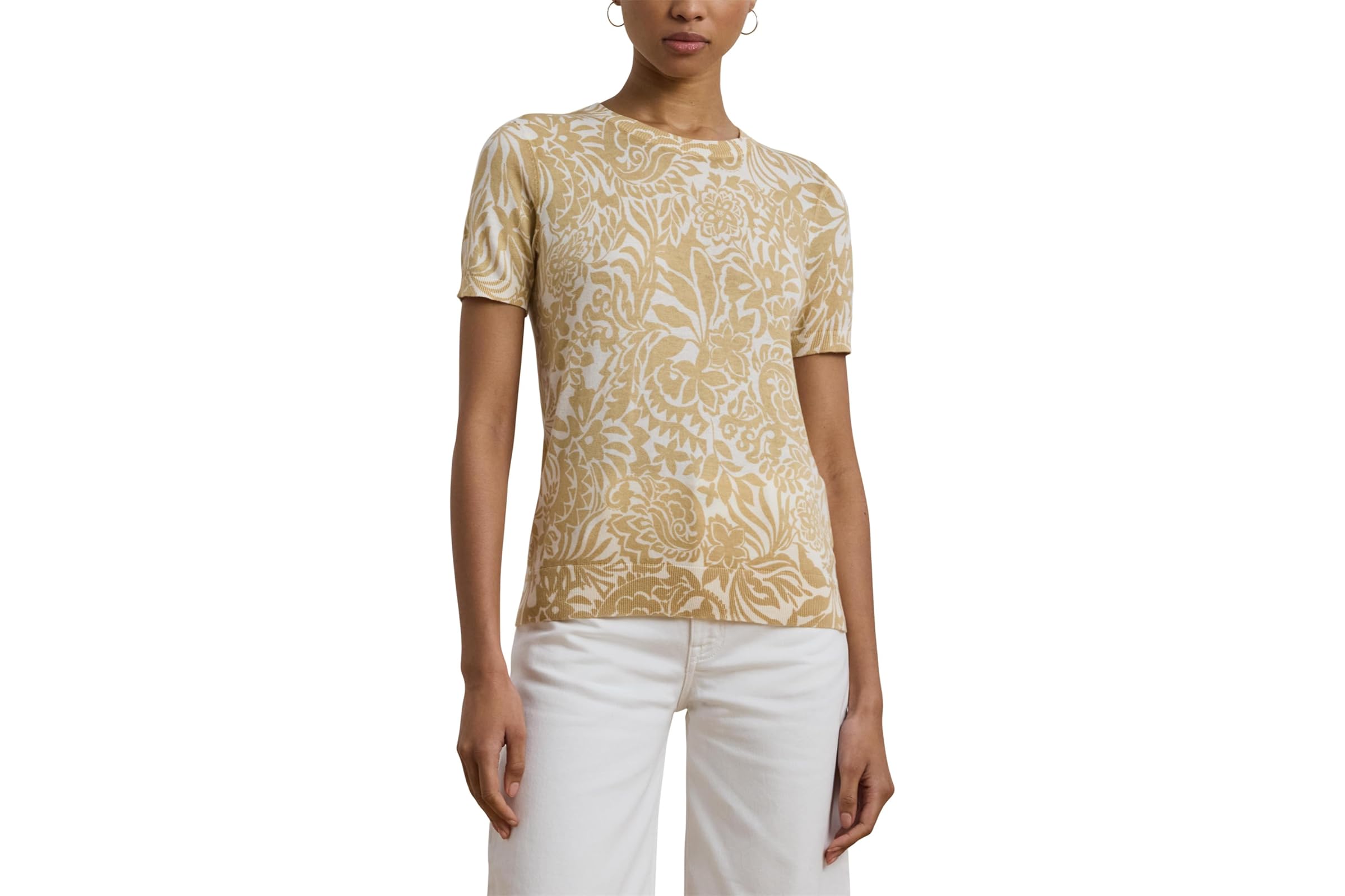 Lauren Ralph Lauren Petite Floral Cotton-Blend Short Sleeve Sweater 6490₽
