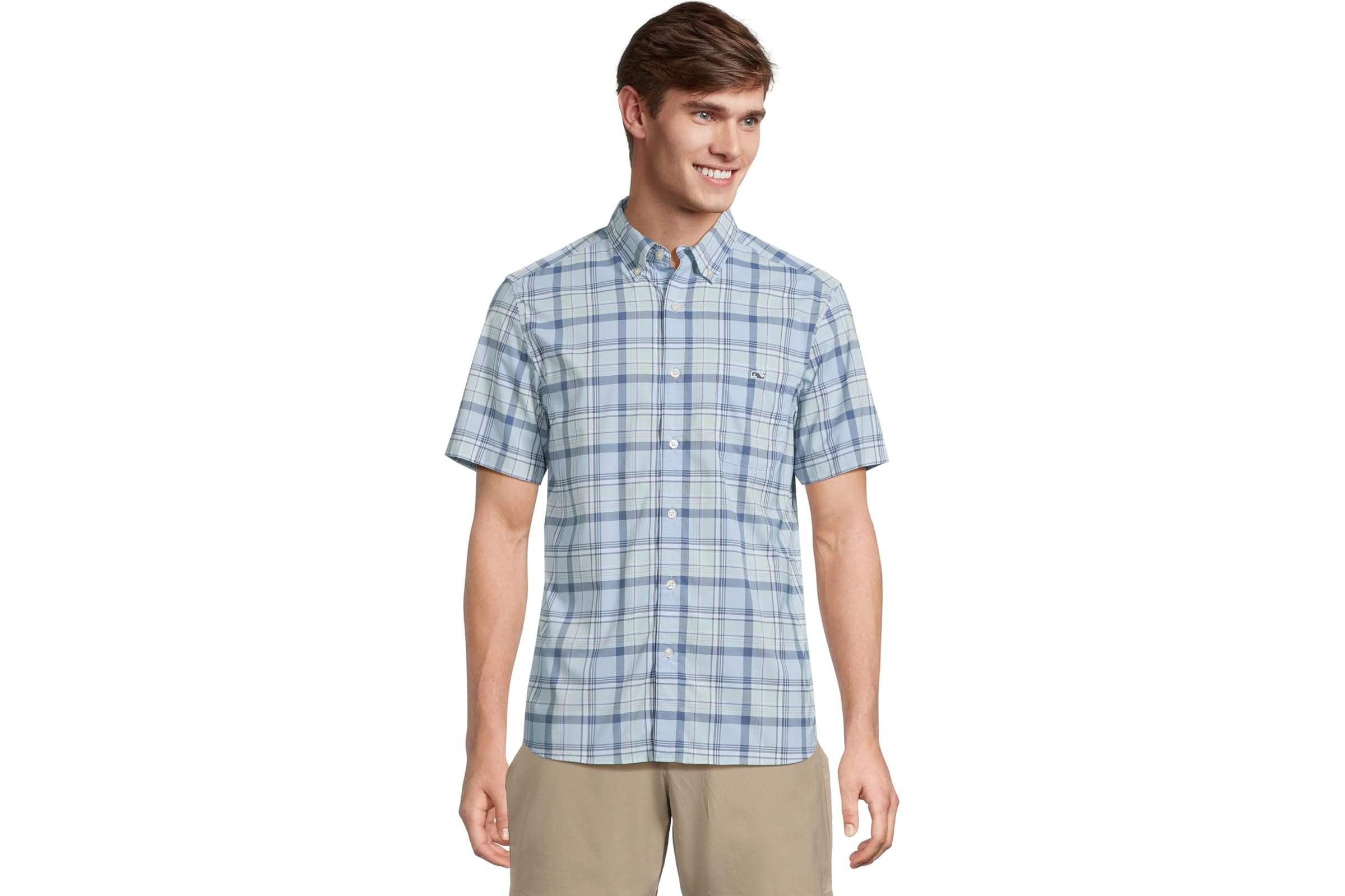 Мужская рубашка Vineyard Vines Leverick Plaid Featherweight Performance Short Sleeve Shirt 14090₽