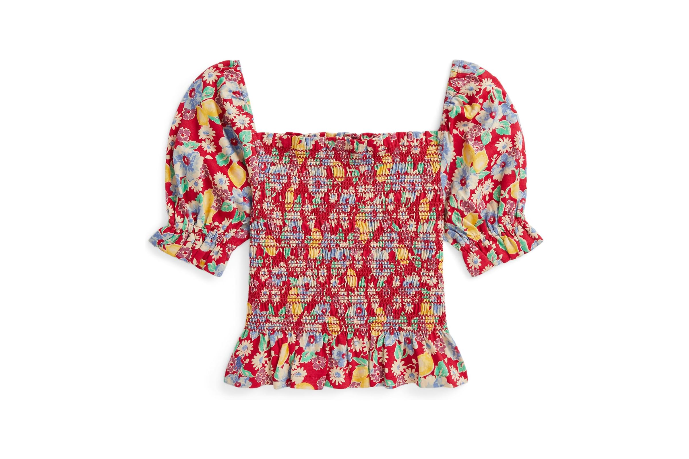 Polo Ralph Lauren Kids Floral Smocked Cotton Jersey Top Big Kid 8890₽