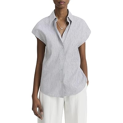 Vince Ticking Stripe Cap Sleeve Blouse