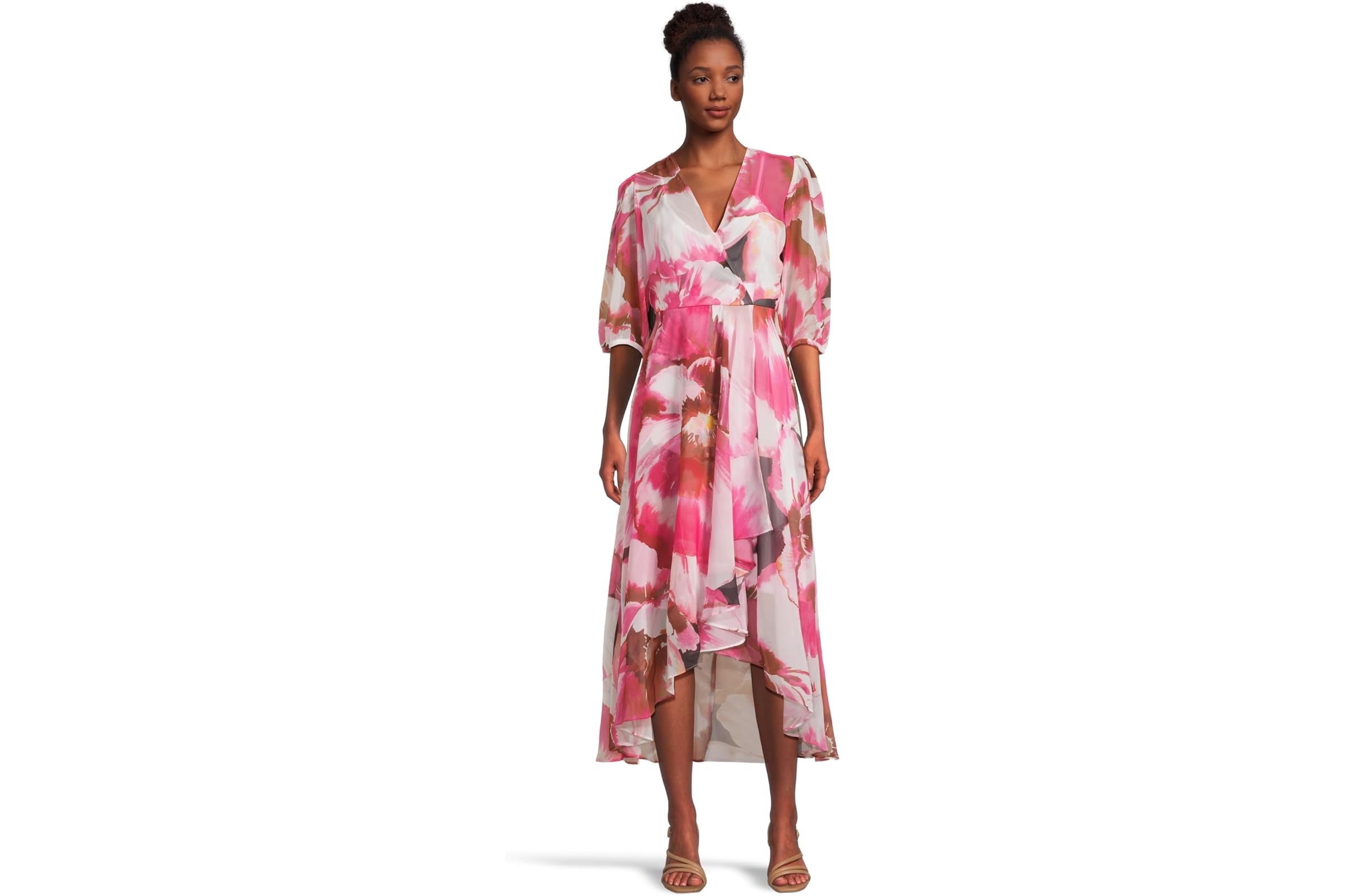 Платье Calvin Klein Chiffon Floral Faux Wrap