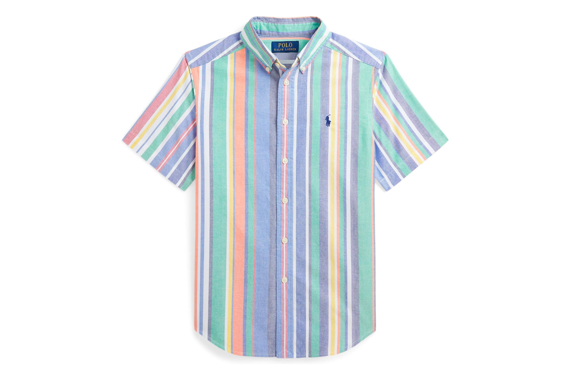 Мужская рубашка Polo Ralph Lauren Kids Striped Cotton Oxford Short Sleeve Shirt Big Kid 9390₽