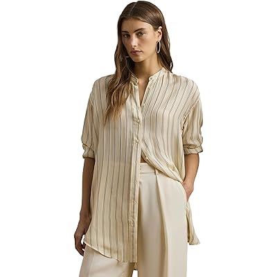 Lauren Ralph Lauren Petite Striped Jacquard Tunic Shirt