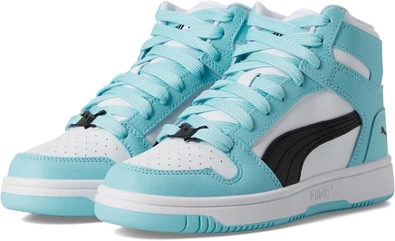 Детские кроссовки Puma Kids Rebound Layup Mid, бело‑черно‑голубые