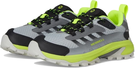 Merrell Kids Moab Speed 2 Low Waterproof (маленький ребенок / Большой ребенок) серый / черный / цитрон