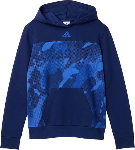 Детская толстовка с капюшоном Adidas с камуфляжным принтом, тёмно-синяя