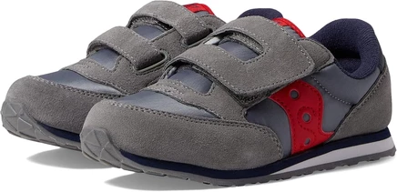 Детские кроссовки Saucony Kids Jazz на липучке, серо-сине-красные