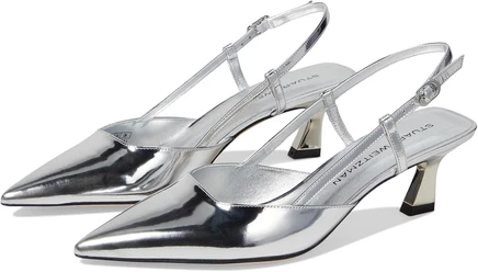 Женские туфли-лодочки Stuart Weitzman Vinnie 50 с ремешком, серебристые