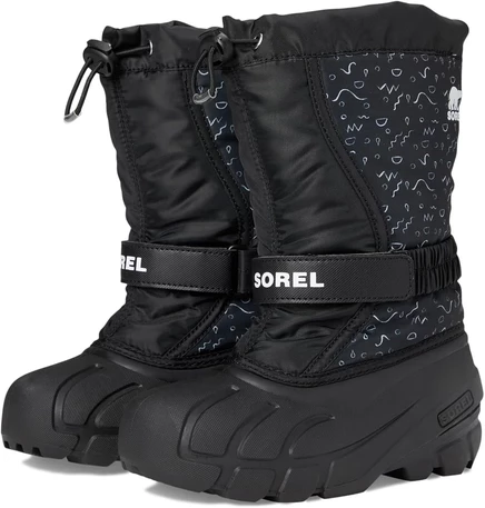 Детские зимние ботинки SOREL Flurry Print, черно-белые