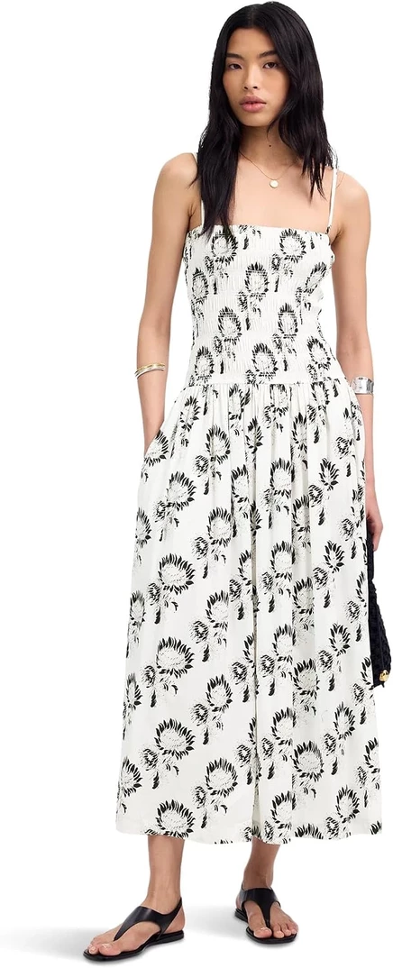 Madewell Peony Dress graphic sunflowers white