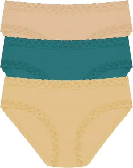Женские трусы Natori Bliss Girl Brief, 3 шт., золотистые/бирюзовые/кофейные