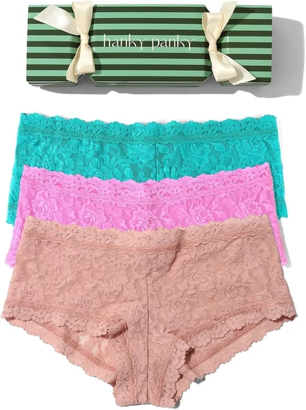 Женские шорты Hanky Panky Signature Lace, 3 шт., пыльно-роз./бирюз./нежно-роз.
