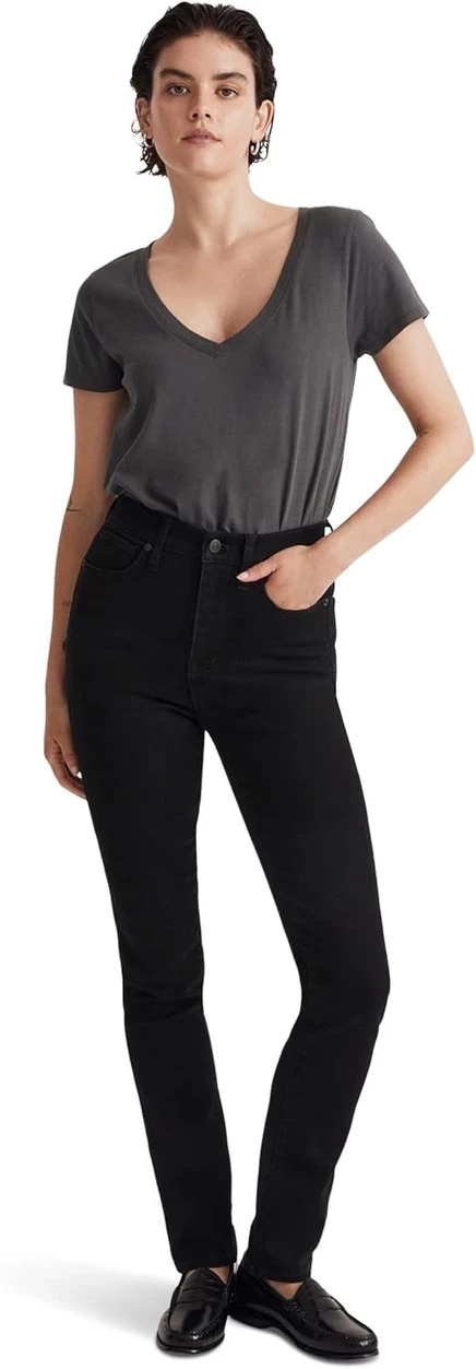 Джинсы Madewell Stovepipe черного цвета с полосканием для стирки, черные с полосканием для стирки