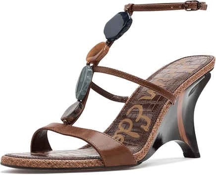 Женские босоножки Sam Edelman Massey на танкетке, коньячные