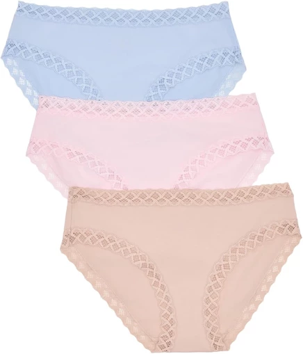 Женские трусы Natori Bliss Girl Brief, 3 шт., голубой/розовый/мокко