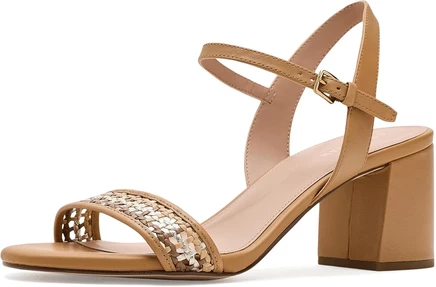 Сандалии Cole Haan Josie с блочным каблуком (65 мм) из бисквитной кожи/ нейтрального плетения