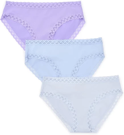 Женские трусы Natori Bliss Girl Brief, 3 шт., небесно‑голубые/голубые/фиолетовые
